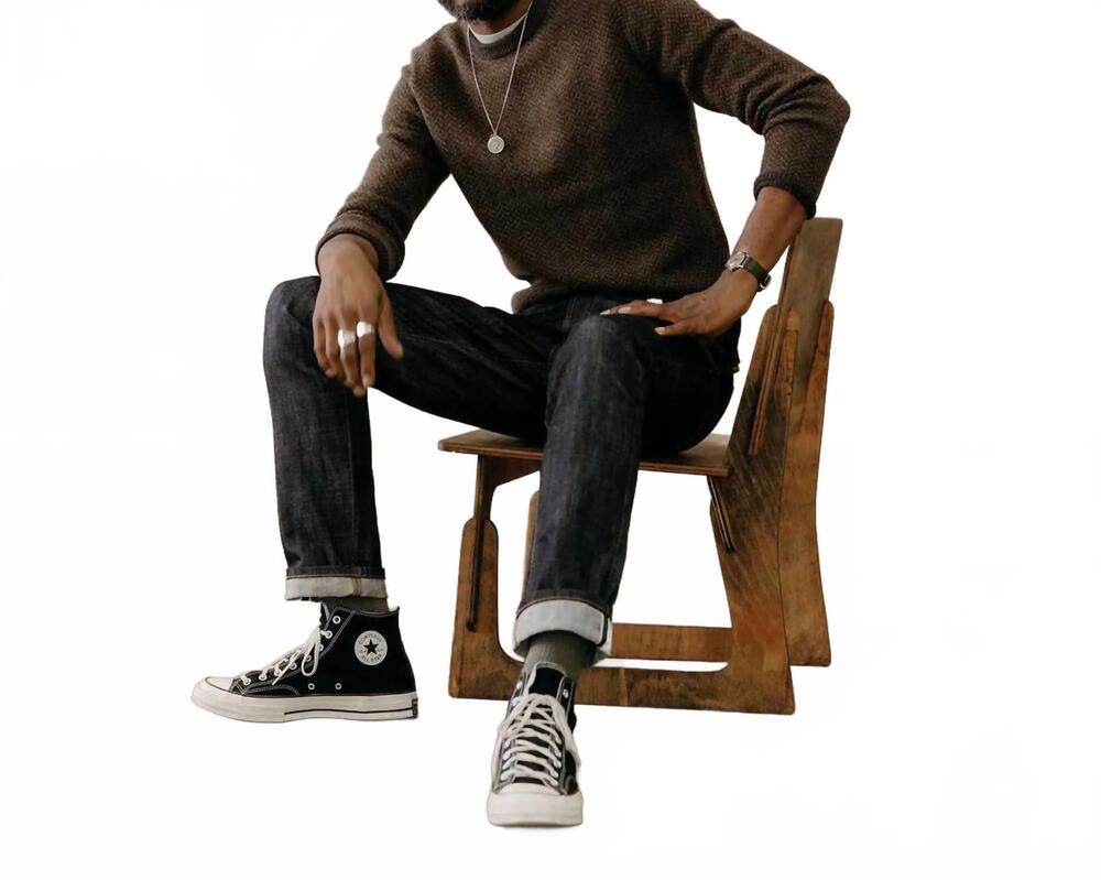 NEW TAYLOR STITCH eddie crew sweater in coffee herringbone